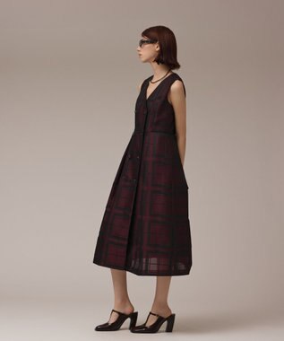GRACE CONTINENTAL シャドーチェックワンピース ボルドー