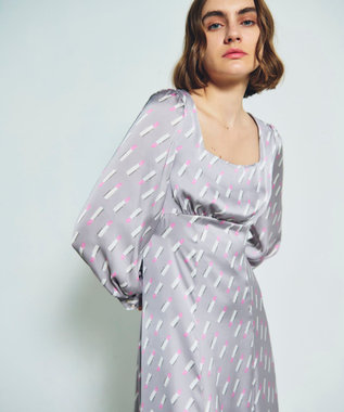 GRACE CONTINENTAL バックシャンリップドレス グレー