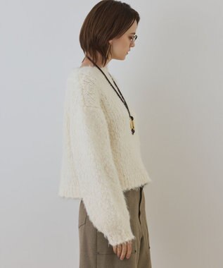 GRACE CONTINENTAL バルキーフェザーニットトップ ホワイト