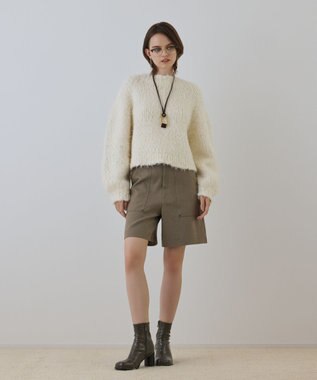 GRACE CONTINENTAL バルキーフェザーニットトップ ホワイト