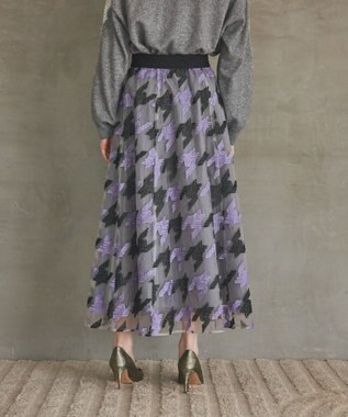 GRACE CONTINENTAL 千鳥刺繍チュールスカート パープル