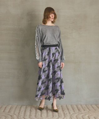 GRACE CONTINENTAL 千鳥刺繍チュールスカート パープル