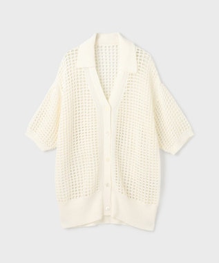 GRACE CONTINENTAL メッシュスキッパーニットカーディガン ホワイト
