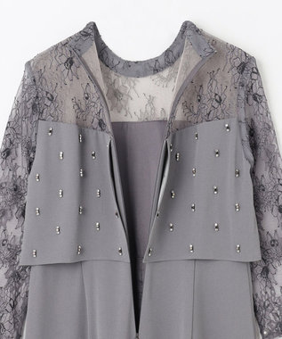 GRACE CONTINENTAL 刺繍ワイドサロペット グレー