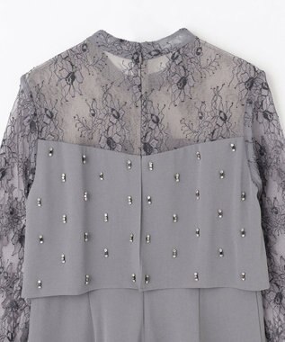 GRACE CONTINENTAL 刺繍ワイドサロペット グレー