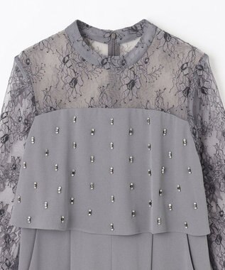 GRACE CONTINENTAL 刺繍ワイドサロペット グレー