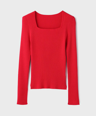 GRACE CONTINENTAL ハイゲージリブニットトップ レッド