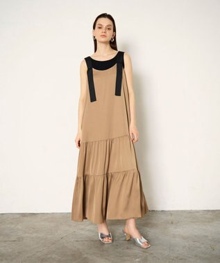 GRACE CONTINENTAL ティアードロングワンピース ブラウン