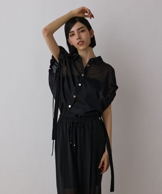 GRACE CONTINENTAL メッシュポンチョシャツ ブラック