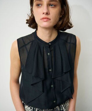 GRACE CONTINENTAL シアーボウタイノースリーブ ブラック