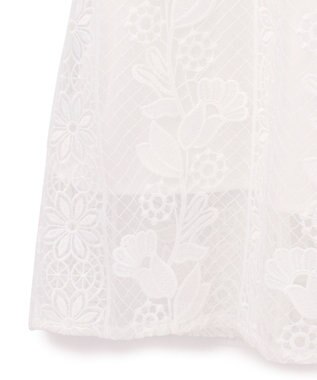 GRACE CONTINENTAL ストライプフラワー刺繍ワンピース ホワイト