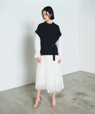 GRACE CONTINENTAL フェザーニットコンビトップ ブラック