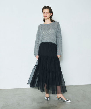GRACE CONTINENTAL アルパカメッシュニットトップ グレー