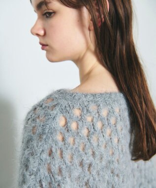 GRACE CONTINENTAL アルパカメッシュニットトップ グレー