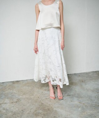 GRACE CONTINENTAL ケミカルリーフスカート ホワイト