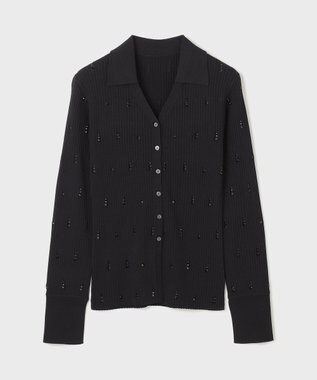 GRACE CONTINENTAL ビジューリブニットトップ ブラック