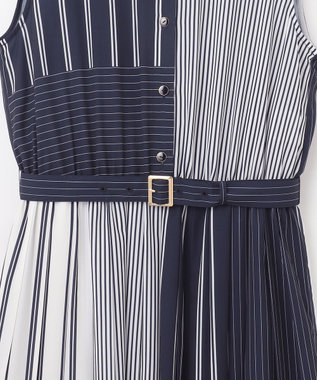 GRACE CONTINENTAL ストライププリントワンピース ネイビー