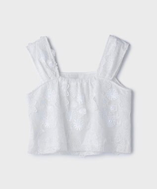 GRACE CONTINENTAL チュール刺繍トップ ホワイト