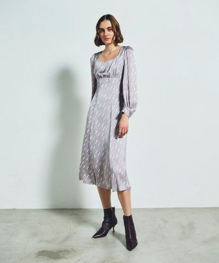 GRACE CONTINENTAL バックシャンリップドレス グレー