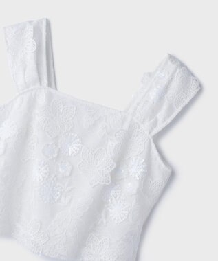 GRACE CONTINENTAL チュール刺繍トップ ホワイト