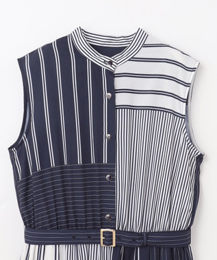 GRACE CONTINENTAL ストライププリントワンピース ネイビー