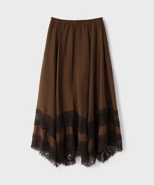 GRACE CONTINENTAL レースヘムフレアスカート ブラウン