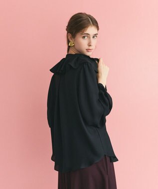 GRACE CONTINENTAL スキッパーラッフルブラウス ブラック