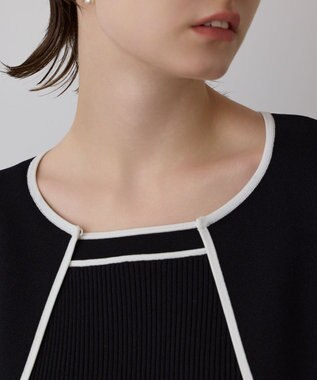 GRACE CONTINENTAL バイカラースリットニットカーディガン ブラック