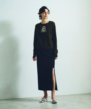 GRACE CONTINENTAL エンブレム刺繍ニットトップ カーキ