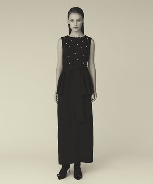 GRACE CONTINENTAL ペプラムリボンドレス ブラック