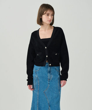 GRACE CONTINENTAL モールニットカーディガン ブラック