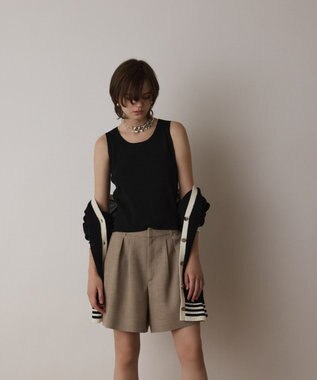 GRACE CONTINENTAL Uネックリブニットトップ ブラック