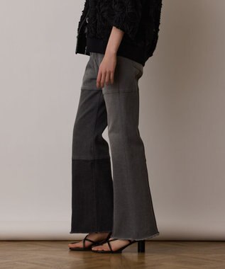 GRACE CONTINENTAL パッチワークデニムパンツ グレー