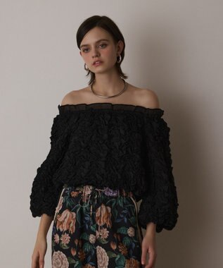 GRACE CONTINENTAL シャーリングトップ ブラック