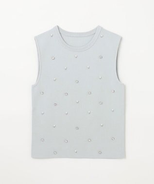 GRACE CONTINENTAL ビジューニットトップ ブルー