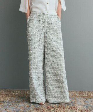 GRACE CONTINENTAL ツイードイージーパンツ ホワイト