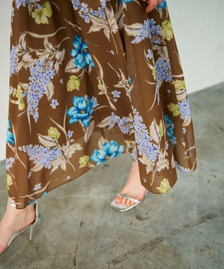 GRACE CONTINENTAL ミモザプリントワンピース ブラウン