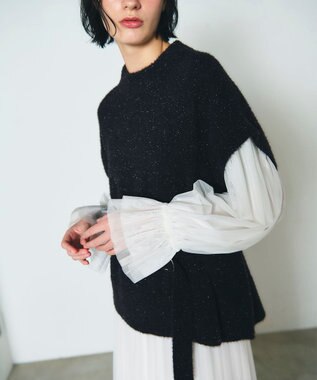 GRACE CONTINENTAL フェザーニットコンビトップ ブラック