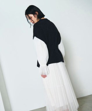 GRACE CONTINENTAL フェザーニットコンビトップ ブラック