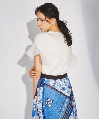 GRACE CONTINENTAL フレアスリーブカットトップ ホワイト