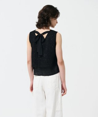 GRACE CONTINENTAL シフォンカットジャガードトップ ブラック