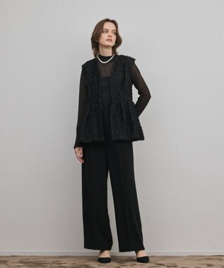 GRACE CONTINENTAL カットジャガードペプラムジレ ブラック