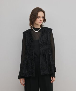 GRACE CONTINENTAL カットジャガードペプラムジレ ブラック