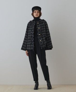 GRACE CONTINENTAL フレアスリーブツイードジャケット ブラック