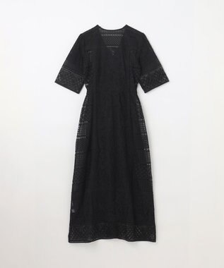 GRACE CONTINENTAL コンビレースVネックワンピース ブラック