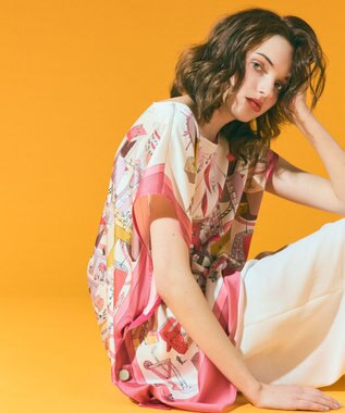 GRACE CONTINENTAL スカーフポンチョトップ ピンク