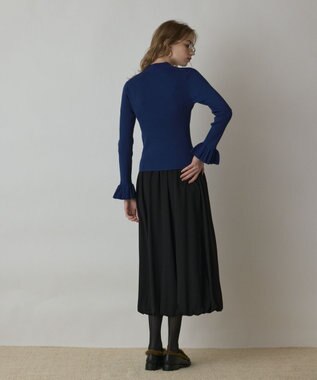 GRACE CONTINENTAL ラメリブニットトップ ブルー