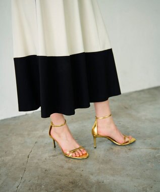 GRACE CONTINENTAL 配色ポンチフレアワンピース ホワイト