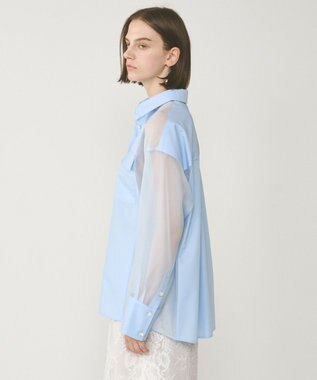 GRACE CONTINENTAL シアーコンビオーバーシャツ ブルー