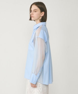 GRACE CONTINENTAL シアーコンビオーバーシャツ ブルー